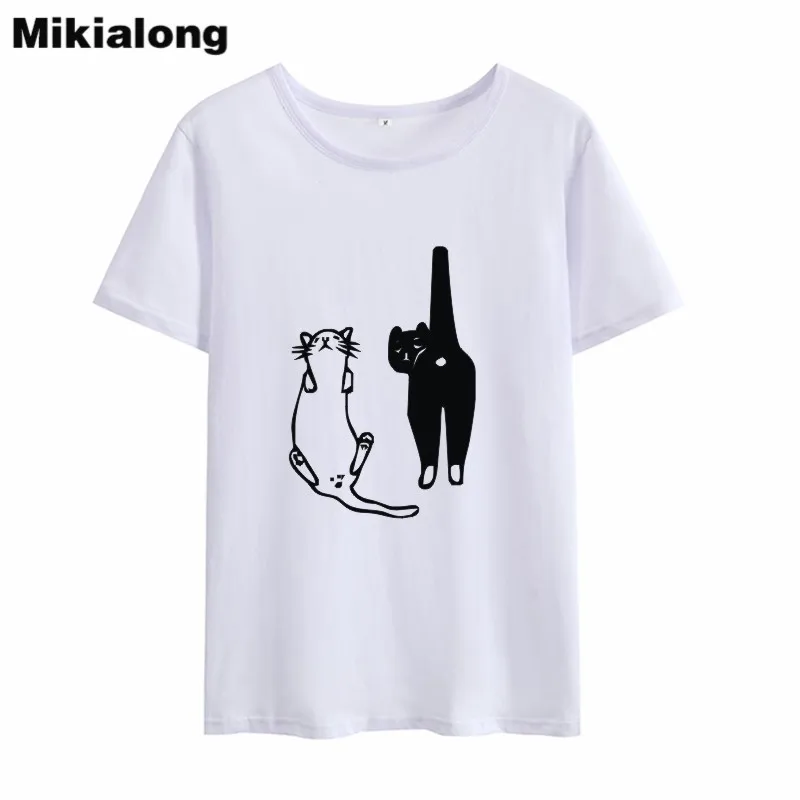 Mikialong/женская футболка с рисунком кота из мультфильма 2018 Kawaii Ulzzang Женская