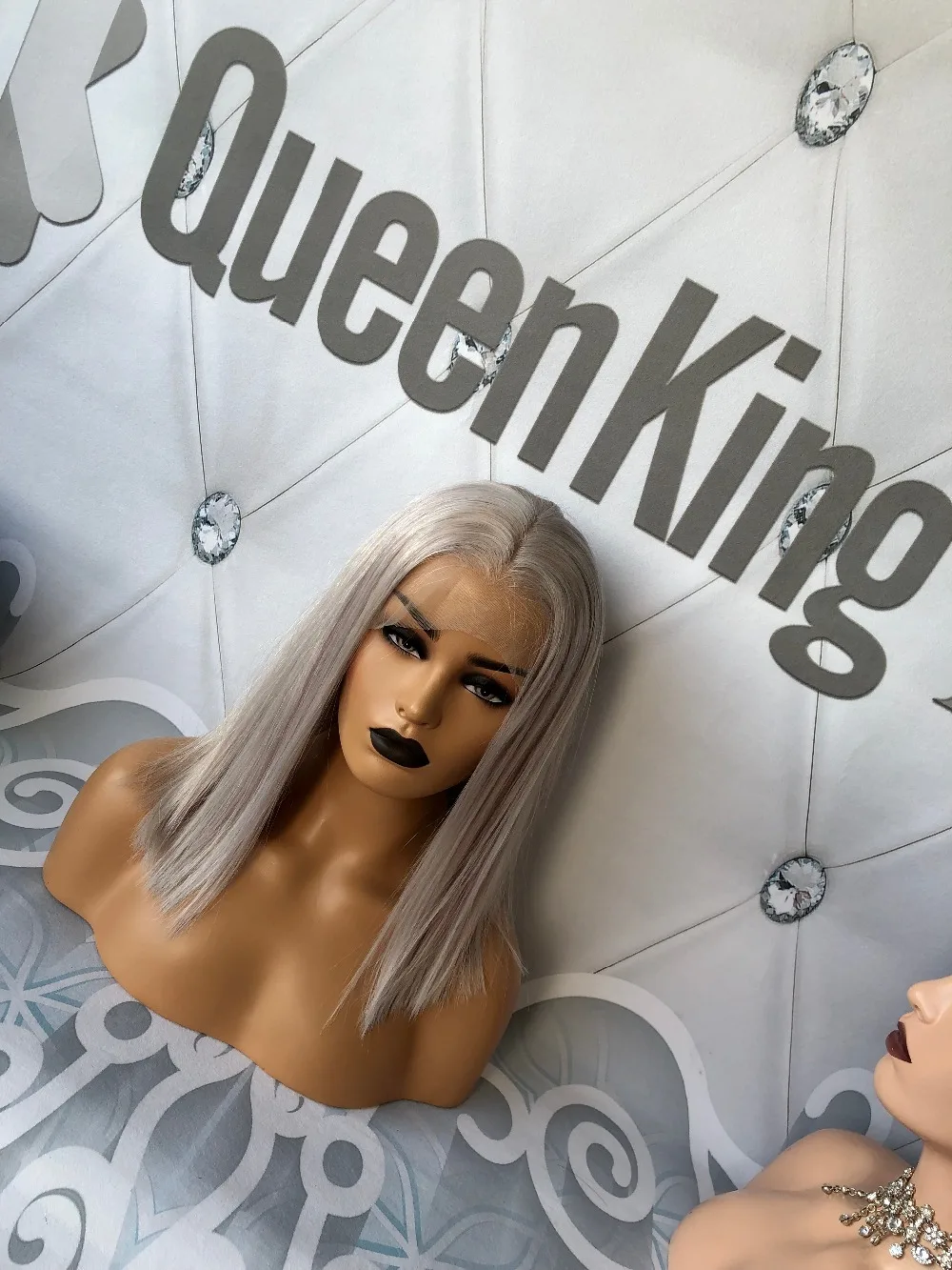 Queenking волосы серый пепельный блонд цвет парик из натуральных волос короткие человеческие волосы Боб кружева передние человеческие волосы парик натуральный волос 180% Плотность