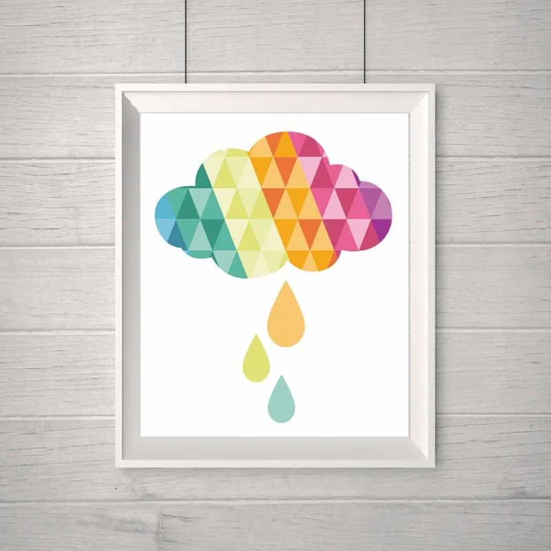 Геометрическое облако детское настенное искусство красочные облака современное