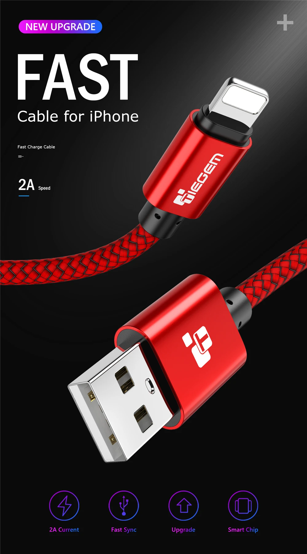 USB кабель TIEGEM для iPhone Xs Max X XR 2A, кабель для быстрой зарядки для iPhone 8, 7, 6 Plus, 5, 5S, SE, USB кабель для передачи данных, зарядный кабель для телефона