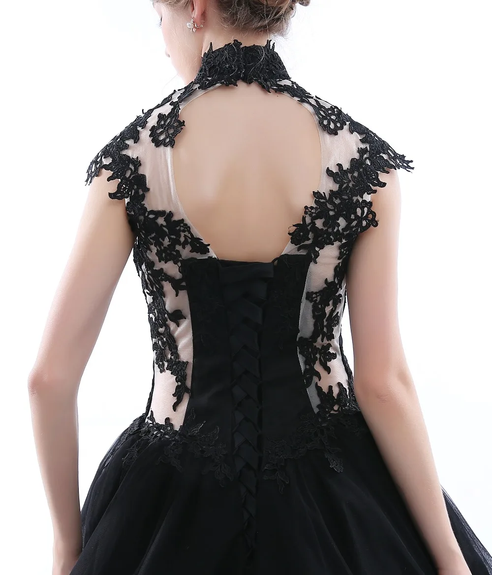 BRLMALL с высокой горловиной в готическом стиле черные свадебные платья размера