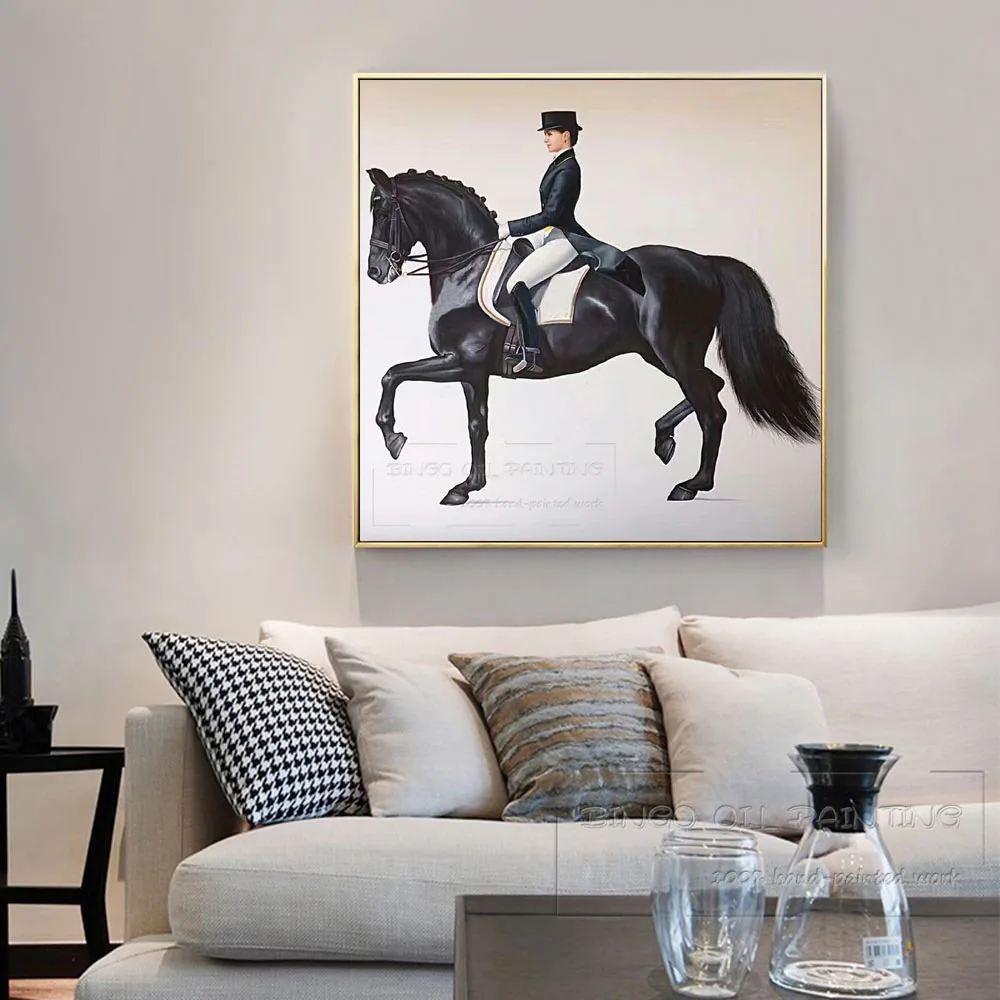 Excellent Artist Hand-painted High Quality Wall Artwork Lady Riding Horse Oil Painting on Canvas Luxury Art Figure | Дом и сад