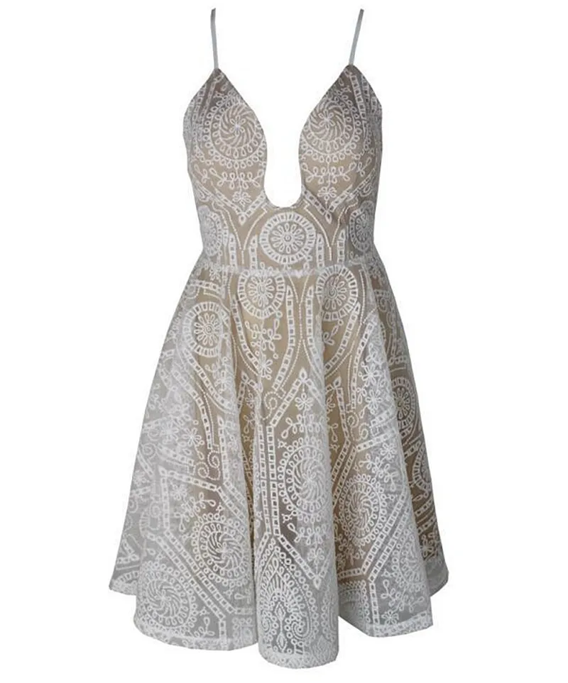 XiM &amp M @ ch Сексуальное Милое кружевное мини-платье с глубоким v-образным вырезом и