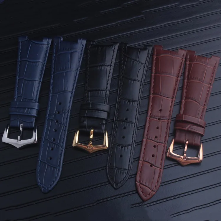 Черный коричневый синий ремешок из натуральной кожи браслет (подходит) Patek Philips