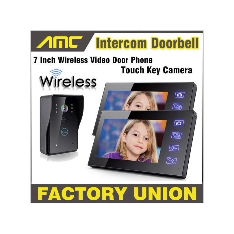 Беспроводной видеодомофон 7 дюймов дверной звонок с сенсорной кнопкой ночное