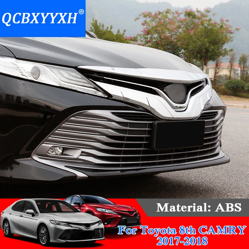 QCBXYYXH для Toyota Camry 2017 2018 Стайлинг автомобиля ABS хром 1 шт. передняя решетка капота