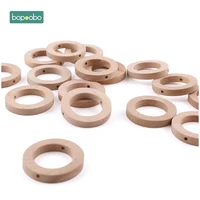 bopoobo 50pc 30mm wood ring teether baby wooden teether pacifier chain accessories new born baby toys wooden rings baby teether