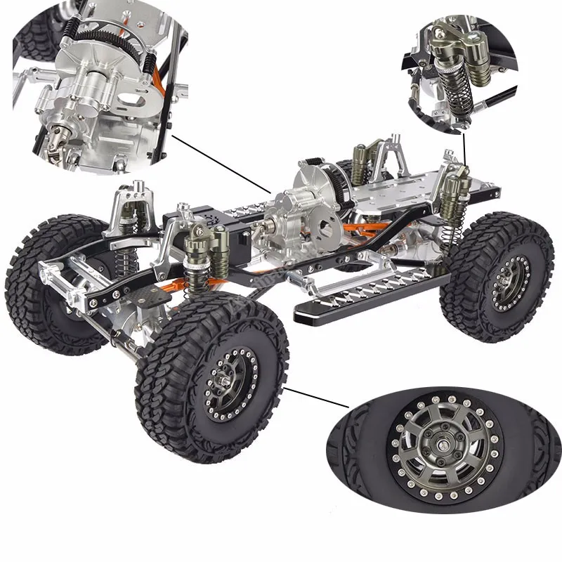 RC CNC сплав SCX10 шасси 1/10 масштаб 4WD Рок Гусеничный рама комплект в сборе с боковой ступенью боковой педали