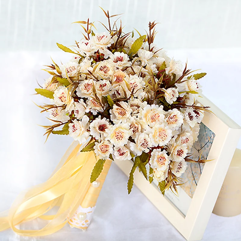 

Свадебный букет из белого жемчуга цвета слоновой кости для подружки невесты с искусственным цветком и кристаллами, свадебные букеты, 2020