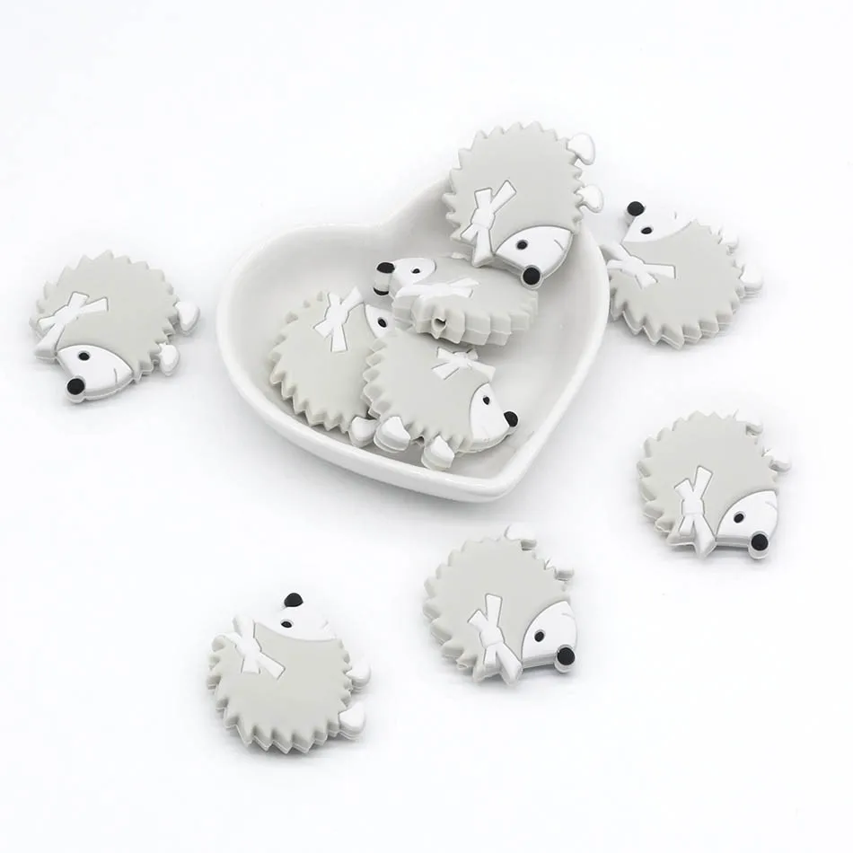 Light Grey 10pc 10 шт. без БФА, силиконовый бисер, Товары для малышей, игрушки для прорезывания зубов, собака, Койот, пингвин, лебедь, ежик, корона, Силиконовый грызунок, детский Прорезыватель - Цвет: Light Grey 10pc