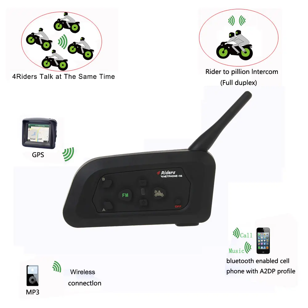 3 шт./компл. V4 + 2 V6 1200 м Мотоциклетный Bluetooth Шлем Интерком беспроводные