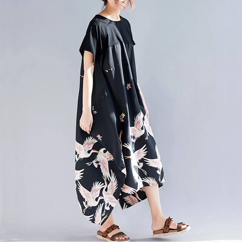 Женское платье макси Elegdream черное повседневное Свободное длинное с коротким