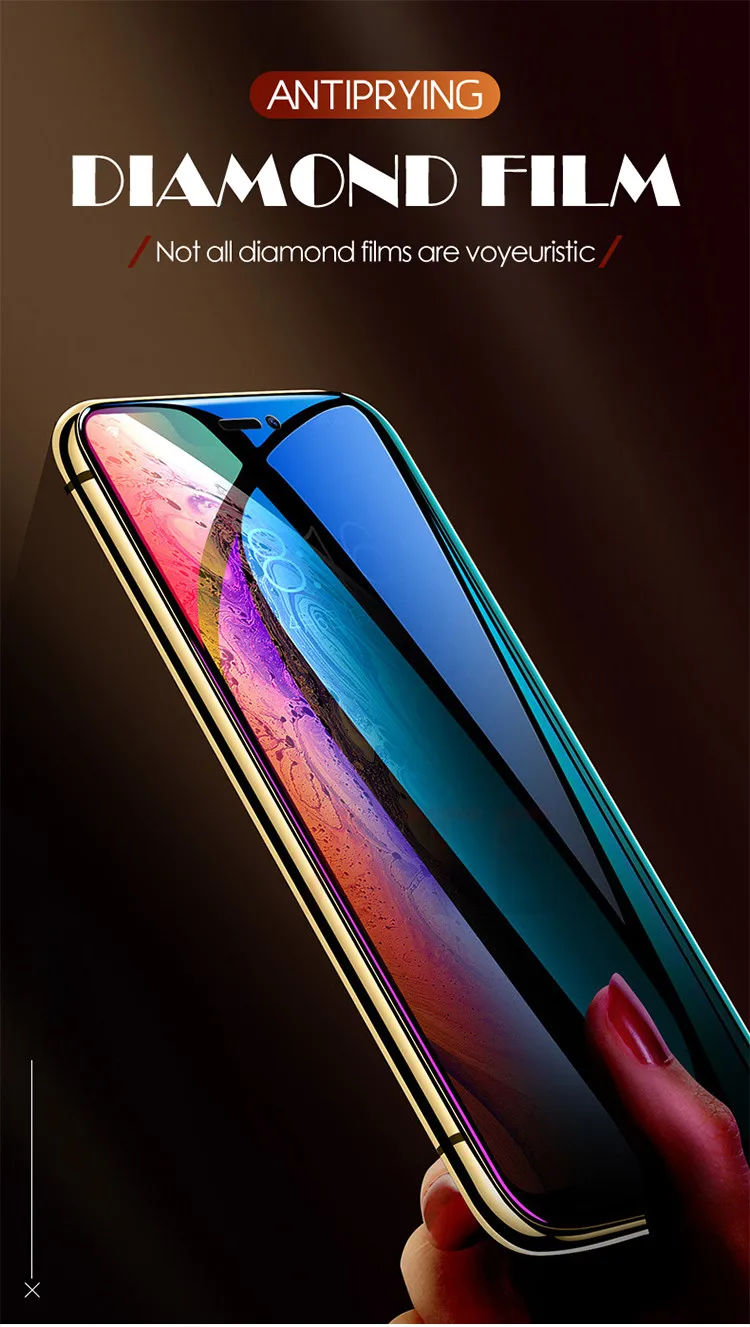 ATE 9H полное закаленное стекло для iPhone X XS MAX XR 6 6S 7 8 Plus антишпионские блики подзорная защита экрана высокое разрешение