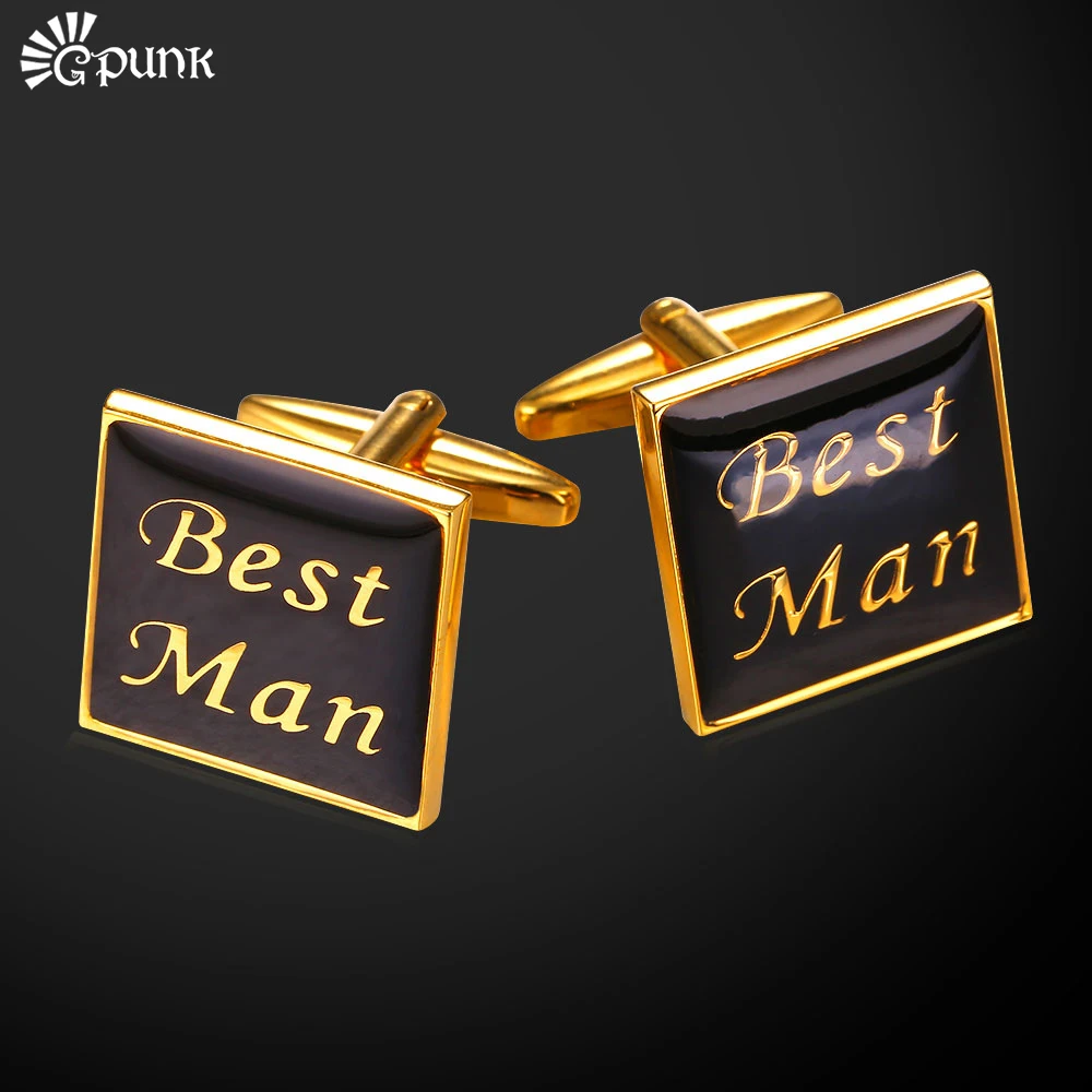Запонки мужские золотистые подарок на день отца роскошный дизайн свадебные