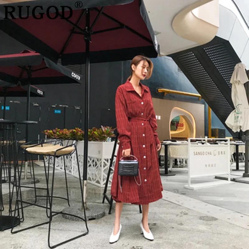 Платье RUGOD женское длинное с отложным воротником весеннее 2019|Женские платья| |