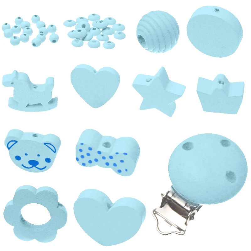 Различные стили Baby Blue 35 шт./компл. Деревянные ювелирные изделия Искусственные