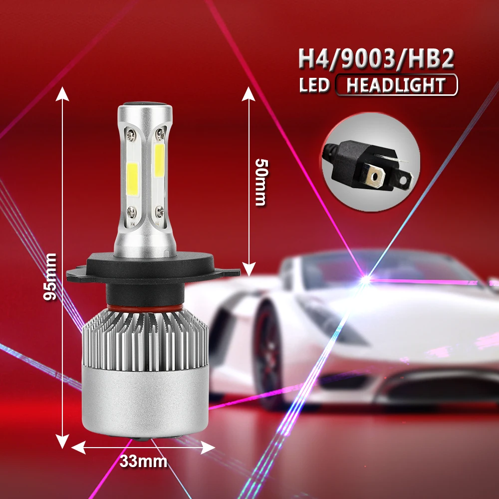 Ansblue 2 шт. S2 светодиодный автомобильный фонарь H1 H3 H4 H7 H11 H13 H27 9004 HB3 9006 HB4 9007 HB5 лампа с