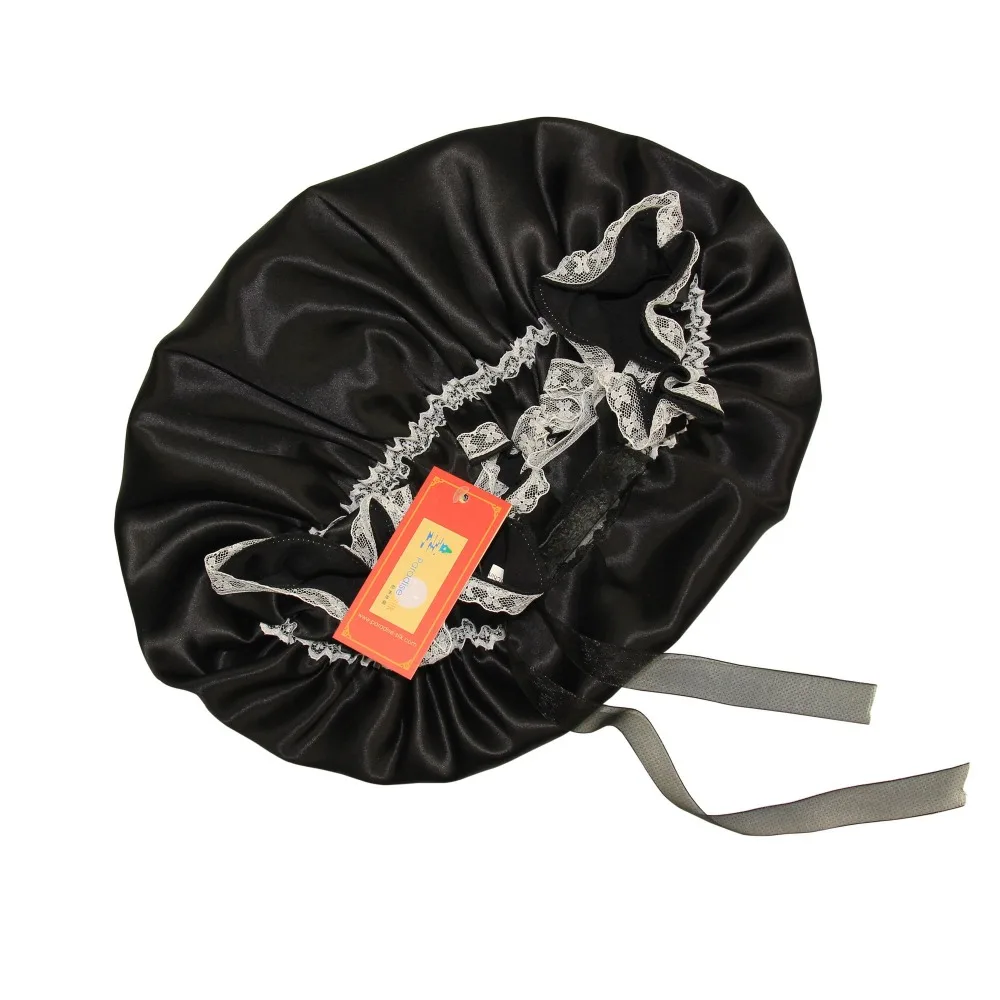 Шелковый Чепчик для сна 100% натуральный шелк спящий шляпа с кружевом один