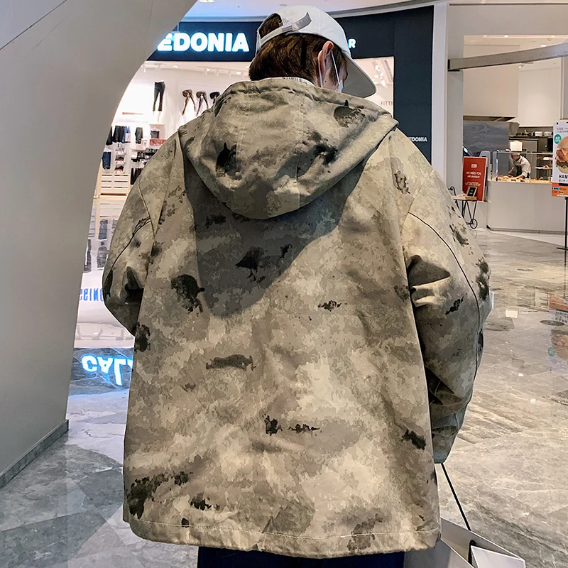 Мужская куртка-бомбер с камуфляжным принтом повседневная для работы ветровка M-5XL