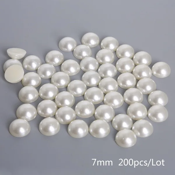 200pcs New 1.5mm-14mm Flatback Half Round Plastic ABS Imitation Beige Pearl Craft Beads For DIY Jewelry Craft Scrapbook Decoration - Цвет: 200pcs