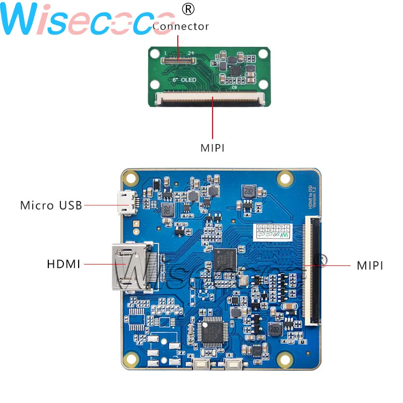 Wisecoco 6-дюймовый гибкий OLED 2160*1080 ЖК-экран 1 мм с HDMI на MIPI драйвер платы