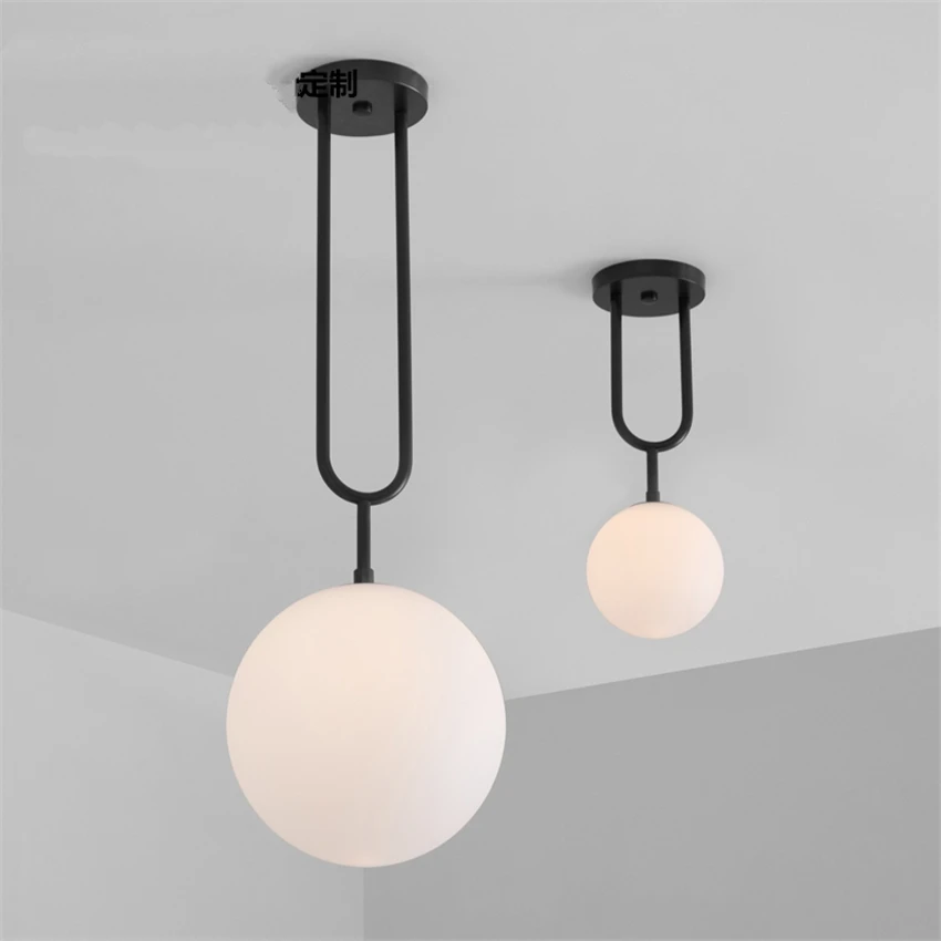 

Modern Single Head Glass Pipe U Shade Pendant Lights Bedroom Living Room Restaurant Nordic Table Study Hanging Lamps De Fixtures