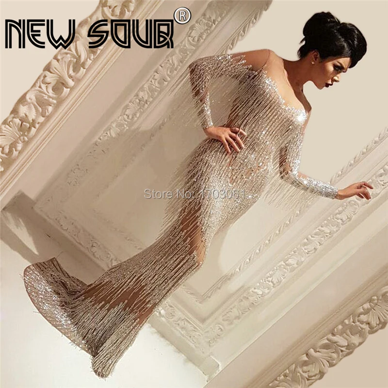 Стразы с кисточками вечерние платья длинным рукавом бисером Дубай ручная работа