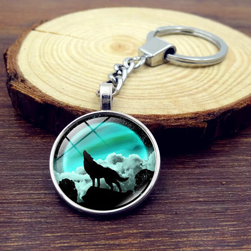 Винтажный Воющий волк и брелок луна с подвеской женское Очаровательное