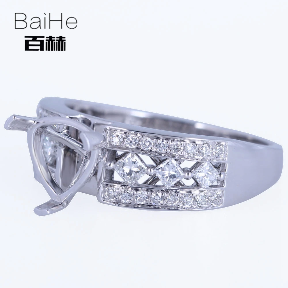 BAIHE однотонное 14K белое золото сертифицированное обручальное женское