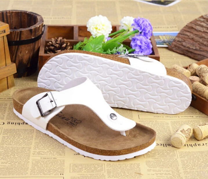 Сандалии унисекс пляжные пробковые шлепанцы Нескользящие летняя обувь
