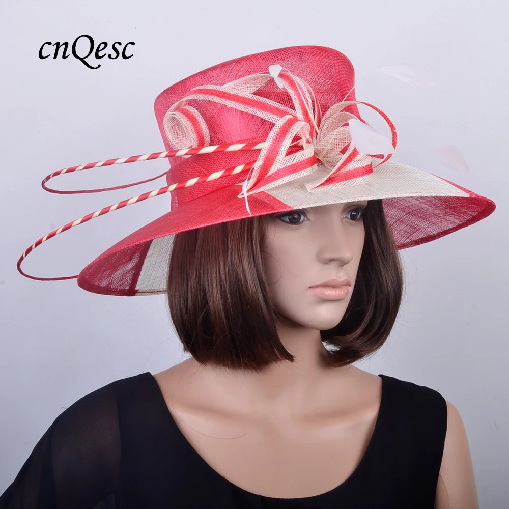 Новый Sinamay Шапки для венчания Кентукки Дерби гонки вечерние. 4 вида цветов.