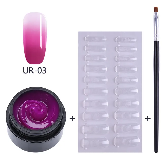 Thermal set3 Ur Sugar 15 мл полигель для наращивания ногтей набор полигелей Кристальный акриловый раствор для выскальзывания жидкий строительный Гель-лак для ногтей набор кистей - Цвет: Thermal set3