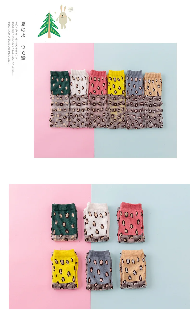 Girls Kids Knee High Socks Stripes dot Pattern Children glass Leopard Socks 6 colors for 2~10 years Baby Long Leg Warm