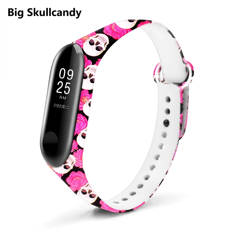 BOORUI mi band, 3 ремешка, силиконовый браслет с разнообразными цветами, браслет mi band, 3 ремешка, модный спортивный ремешок для xiaomi mi3 - Цвет: Big Skullcandy