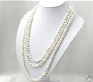 Super Long 120 inch 7 8mm White Akoya Cultured Pearl Necklace | Украшения и аксессуары