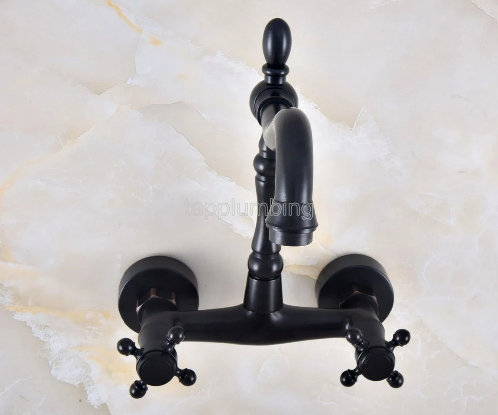 Bathroom Black Bronze Faucet Wall Mounted Swivel Spout Hot and Cold Mixer tnf814 | Обустройство дома