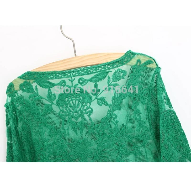 Женские кружево выдалбливают See Trought ретро свободная кружевная блузка цветочный