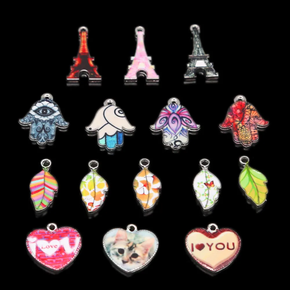 Оптовая продажа подвески с эмалью в стиле ретро виде листа башни сердца ручной
