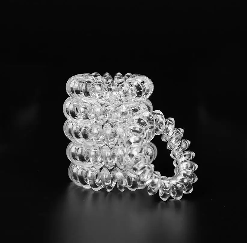 

5 PCS Telephone Line Cord Traceless Rubber Band Clear Black Brown Color Gum Elastic Hair Band For Girls Women Hair Accessories