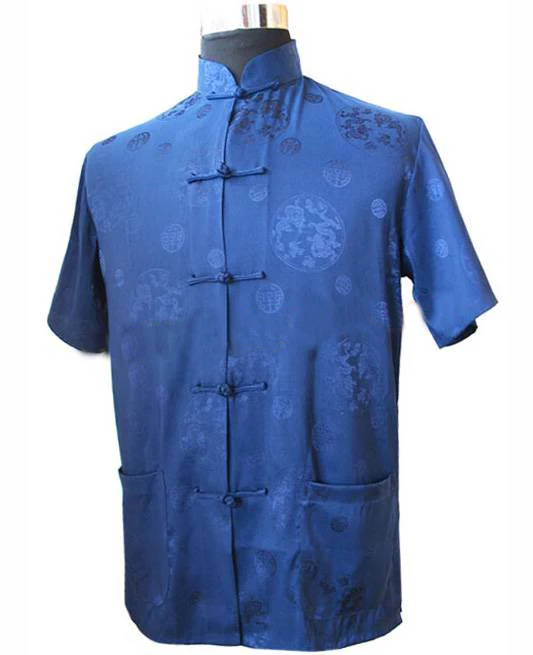 Специальное предложение темно-синяя китайская мужская шелковая атласная