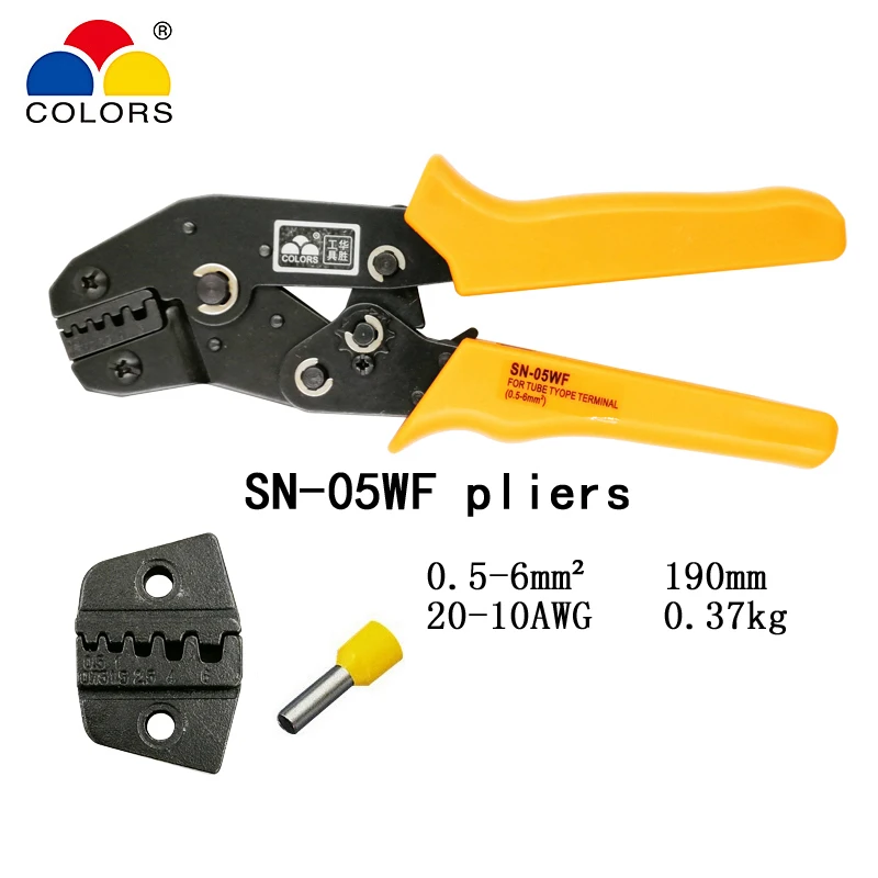 Цветные SN 05WF обжимные плоскогубцы 0 5 6 мм2 20 10AWG для изолированных труб и