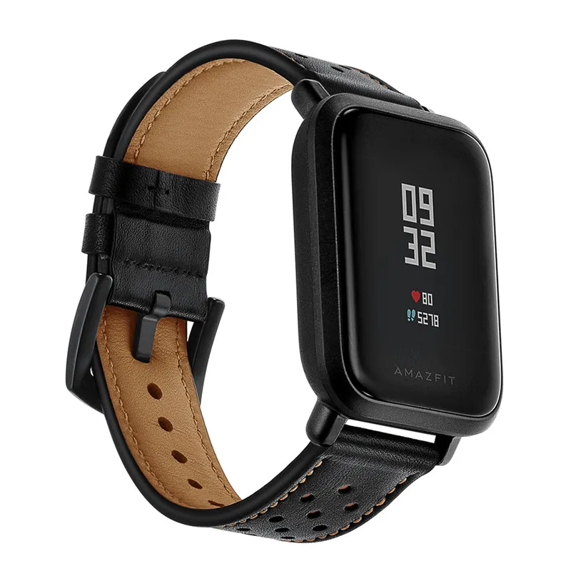 3в1 Для Xiao mi Hua mi Amazfit Bip BIT ремешок кожаный Смарт-часы, двойной цвет силиконовые полосы mi Fit braceket+ 5 Защита экрана