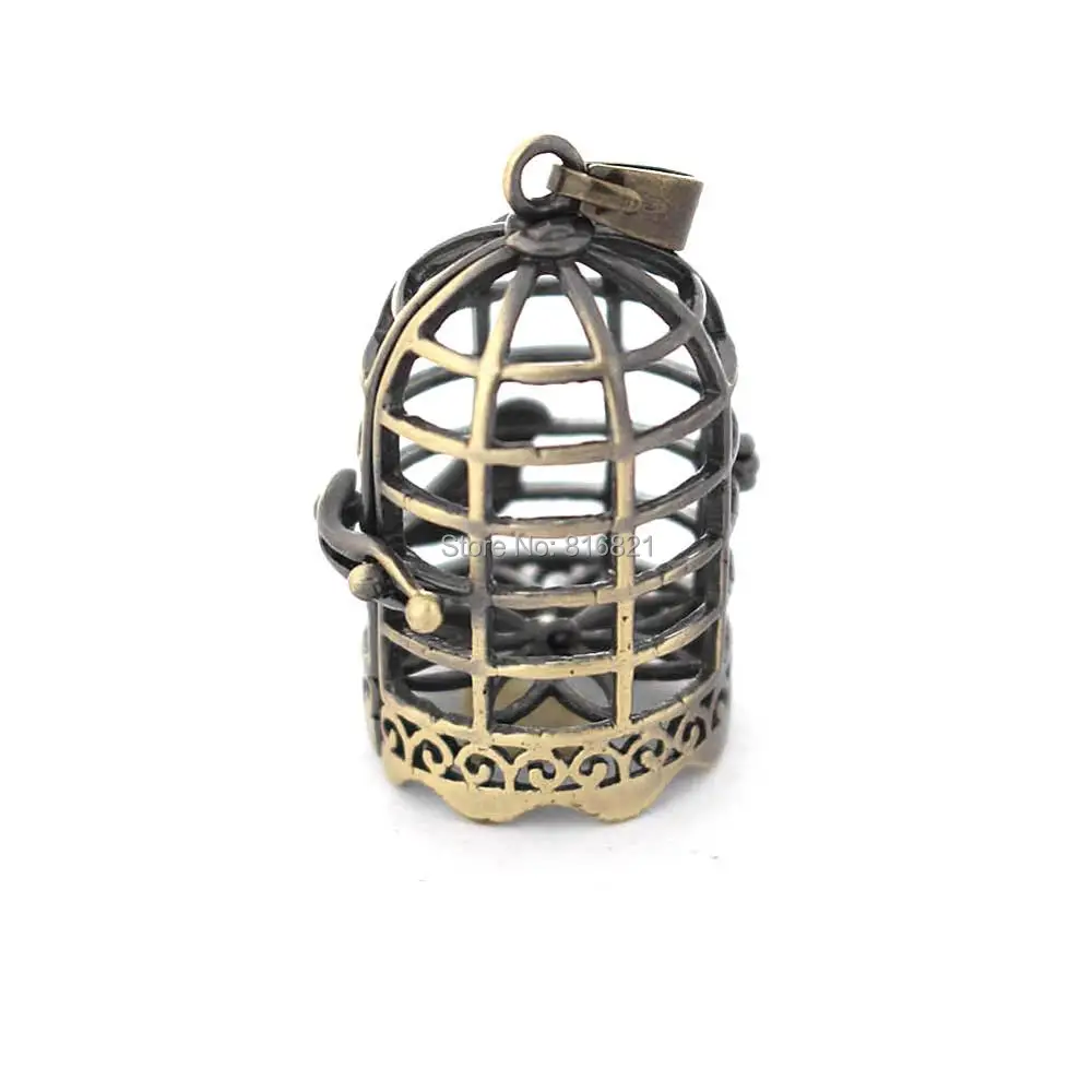 

Vintage Filigree Bird Cage Locket Pendant Brass Metal Essential Oil Diffuser DIY Making Antique Bronze tone Brushed 35x20mm