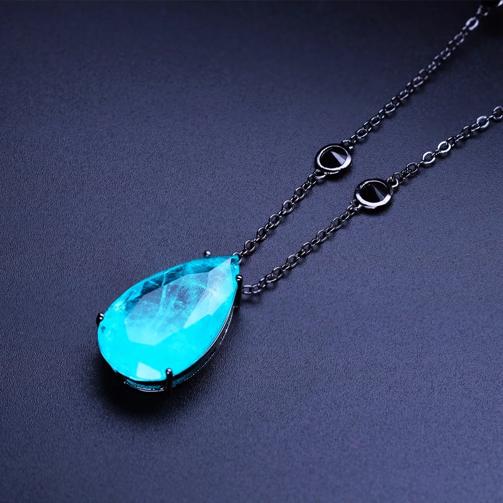 Fusion камень серьги-капли Цепочки и ожерелья Длинная цепочка 50 см Cubic Zirconia кулон для