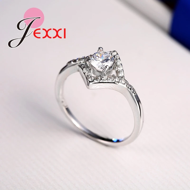 High Quality Special Rhombus 925 Sterling Silver Women Engagement Rings With Full AAA+ Austrian Rhinestone Fashion Jewelry | Украшения и
