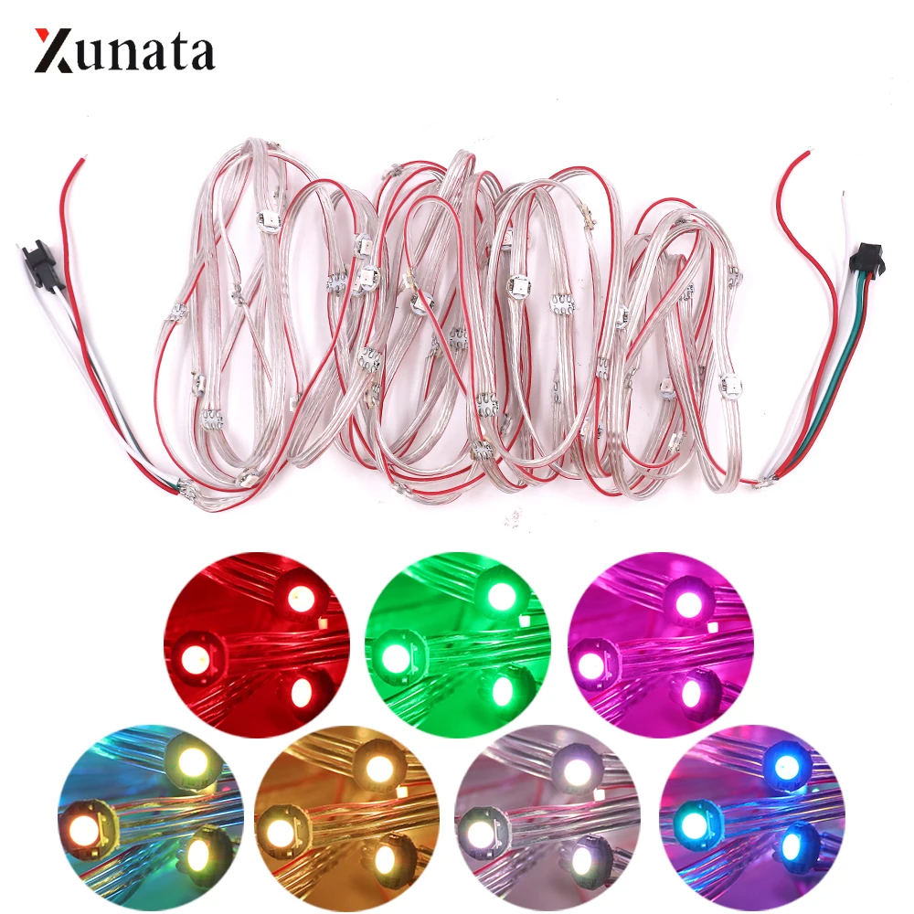 

50LEDs/Roll WS2812B SK6812 Pre-soldered Addressable RGB Led Pixel Strip Module String DC5V 12cm Wire Addressable Individually