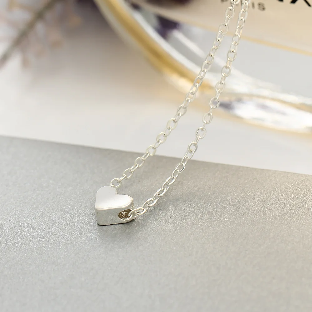 Подвеска в виде сердца женское и мужское ожерелье Серебряного золотого цвета