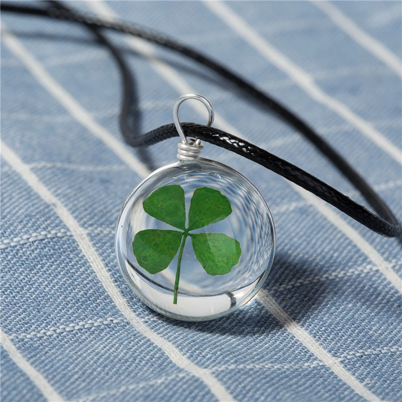 Лидер продаж 2016 модное ожерелье с хрустальным стеклянным шариком и клевером