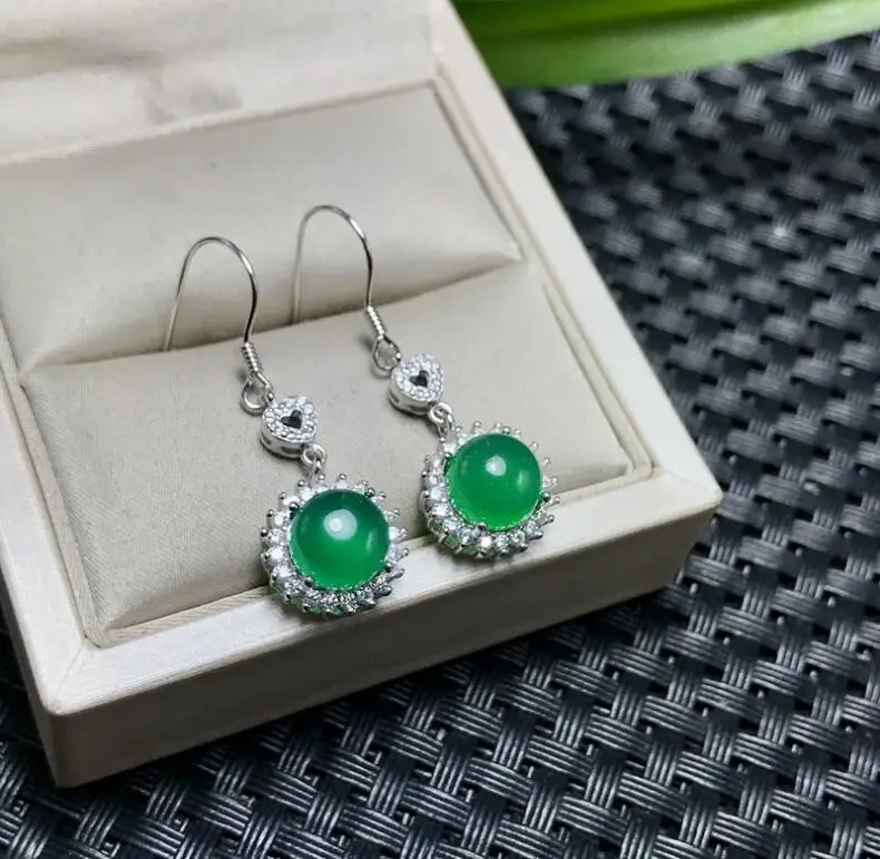 Natural Chalcedony earring Free shipping Jewelry real 925 silver Earring | Украшения и аксессуары