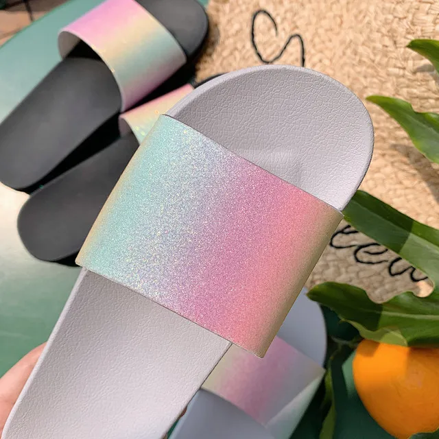 Женские пляжные Нескользящие тапочки E808 красные с сеткой и блестками для отдыха